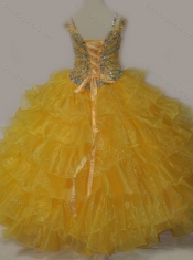 Beautiful Sweetheart Mini Quinceanera Dress with Spaghetti Straps in Yellow