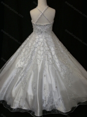 Elegant A Line Beaded Decorated Halter Top and Bodice Mini Quinceanera Dress