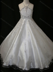 Elegant A Line Beaded Decorated Halter Top and Bodice Mini Quinceanera Dress