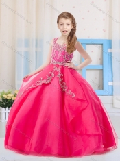 Elgant Hot Pink Straps Organza Mini Quinceanera Dress with Beading