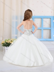 Fashionable Ball Gown Halter Floor-length Tulle Beaded Mini Quinceanera Dress
