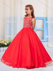 Most Popular Pincess Scoop Beaded Aqua Blue and Red Mini Quinceanera Dress