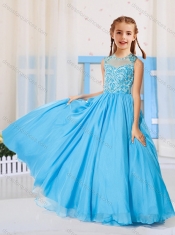Most Popular Pincess Scoop Beaded Aqua Blue and Red Mini Quinceanera Dress