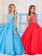 Most Popular Pincess Scoop Beaded Aqua Blue and Red Mini Quinceanera Dress
