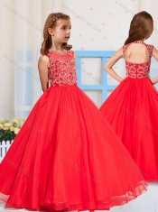 Most Popular Pincess Scoop Beaded Mini Quinceanera Dress in Red