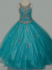 New Arrival Ball Gown Scoop Organza Long Lace Up Mini Quinceanera Dress with Beading