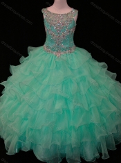 New Arrivals Mint Scoop Mini Quinceanera Dress with Beading and Ruffled Layers