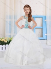 Pretty Ball Gowns Scoop Organza Beaded Side Zipper Mini Quinceanera Dress in White