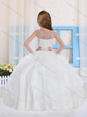 Pretty Ball Gowns Scoop Organza Beaded Side Zipper Mini Quinceanera Dress in White
