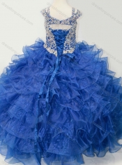 Puffy Skirt V-neck Beaded and Ruffled Layers Mini Quinceanera Dress with Straps