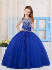 Royal Blue Ball Gowns Scoop Organza Mini Quinceanera Dress with Beading