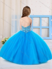 Top Selling Ball Gown Halter Tulle Beaded Mini Quinceanera Dress in Whit
