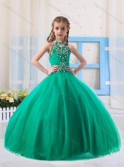 Top Selling Ball Gowns Halter Beaded Mini Quinceanera Dress in Turquoise