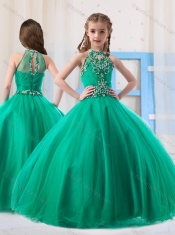 Top Selling Ball Gowns Halter Beaded Mini Quinceanera Dress in Turquoise