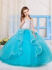 Unique Princess Off the Shoulder Polka Dot Mini Quinceanera Dress in Aqua Blue