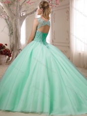 Beautiful Beaded Bodice Baby Blue Quinceanera Dress with Detachable Straps