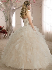 Best Selling Beaded and Ruffled Organza Quinceanera Gown in Apple Green