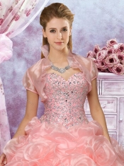 Best Selling Organza Pink Sweet 16 Quinceanera Dress with Beading and Bubbles