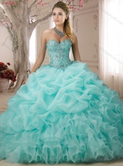 Customized Bubble and Beasded Orange Red Sweet Sixteen Quinceanera Dress with Sweep Train