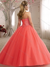 Discount Sweetheart Tulle Beaded Bodice Quinceanera Dress in Rose Pink