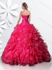 Fashionable Organza Hot Pink Quinceanera Dress with Beading and Ruffles