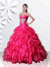 Fashionable Organza Hot Pink Quinceanera Dress with Beading and Ruffles