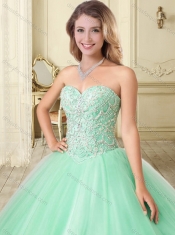 Lovely Beaded Bodice Puffy Skirt Quinceanera Dress in Orange