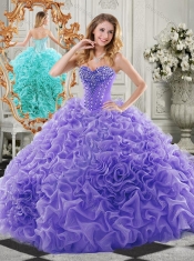 New Style Organza Lavender Sweet 16 Quinceanera Dress with Beading and Ruffles