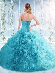 Rolling Flowers Beaded Bodice Detachable Sweet 16 Dresses in Rose Pink