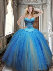 Romantic Big Puffy Rainbow Colored Quinceanera Dress with Beading and Bowknot