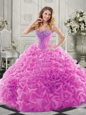 2016 Low Price Big Puffy Beaded and Ruffled  Discount Quinceanera Dresses in Organza