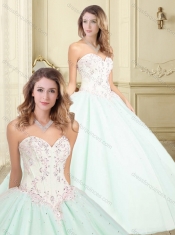 Beautiful Beaded and Applique Sweetheart 15th Birthday Dresses in Apple Green