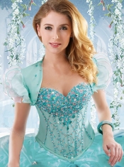 Beautiful Organza Blue Detachable Quinceanera Dresses with Ruffles and Beading