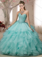 Cheap Really Puffy Beaded and Ruffled Baby Pink Quinceanera Dress