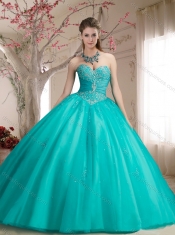 Classical Big Puffy Beaded and Applique Tulle Champagne Quinceanera Gown