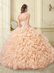 Classical Chamagne Tulle Quinceanera Dress with Beading and Ruffles