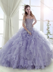 Classical  Organza Sweetheart Lavender Quinceanera Dress with Beading and Ruffles