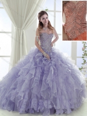 Classical  Organza Sweetheart Lavender Quinceanera Dress with Beading and Ruffles