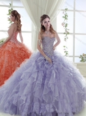 Classical Organza Sweetheart Lavender Quinceanera Dress with Beading and Ruffles