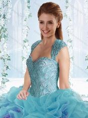 Classical Organza White Detachable Quinceanera dresses with Beading and Ruffles