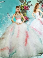 Classical Puffy Skirt Sweet 16 Dress with Beaded Bust and Ruffles
