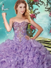 Classical Really Puffy Lavender 15th Birthday Dresseswith Beading and Ruffles