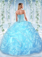 Discount Organza Rose Pink Detachable Quinceanera dresses with Beading and Bubbles