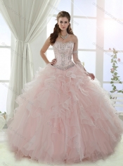 Discount Visible Boning Beaded Detachable Quinceanera Dresses in Baby Pink
