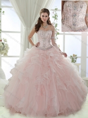 Discount Visible Boning Beaded Detachable Quinceanera Dresses in Baby Pink