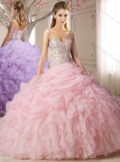Elegant Beaded and Bubble Sweep Train Discount Quinceanera Dresses in Lavender
