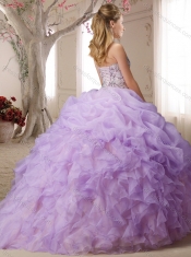 Elegant Beaded and Bubble Sweep Train Discount Quinceanera Dresses in Lavender