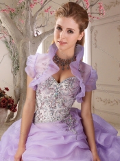 Elegant Beaded and Bubble Sweep Train Discount Quinceanera Dresses in Lavender