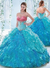 Elegant Beaded Bodice and Ruffled Sweetheart Detachable Quinceanera Dresses