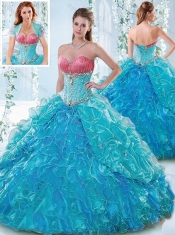 Elegant Beaded Bodice and Ruffled Sweetheart Detachable Quinceanera Dresses